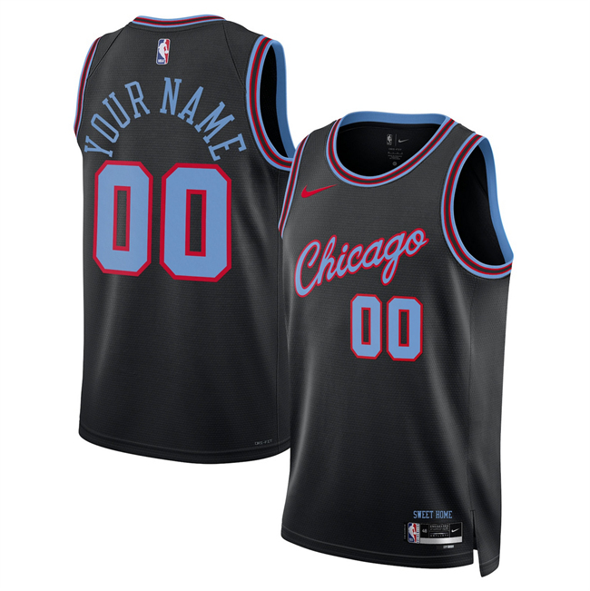 Men's Chicago Bulls Active Player Custom Black 2025/26 City Edition Stitched Basketball Jersey